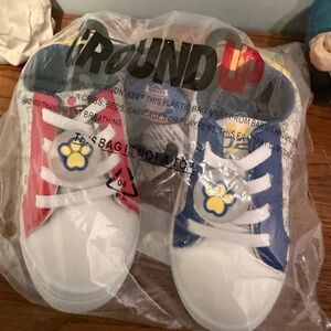 Kids Two-Tone Red & Blue Paw Accent Sneakers